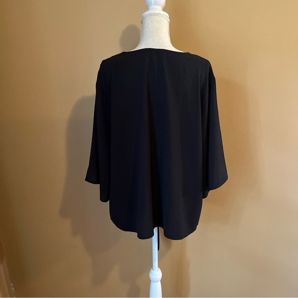 SCOMCHIC 2XL Black Boho 3/4 Sleeve Front Tie Blouse Amazon - Picture 7 of 9